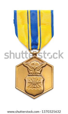 Air Force Commendation Medal Isolated on White Background.
