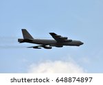 Air Force heavy strategic bomber in flight side view