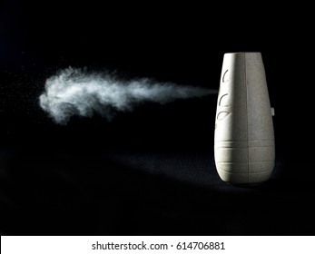 Air Freshener Spray In Front Of Black Background