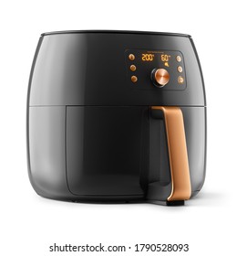 Air Fryer Isolated on White. Black Gold Electric Deep Fryer Front View. Modern Domestic Household & Small Kitchen Appliances. 2225 Watts Convection Oven AirFryer. Oilless Cooker - Shutterstock ID 1790528093
