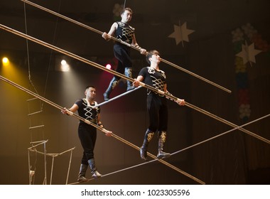 Air Gymnasts In The Circus