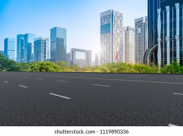 Air highway asphalt road and office building of commercial build - Shutterstock ID 1119890336