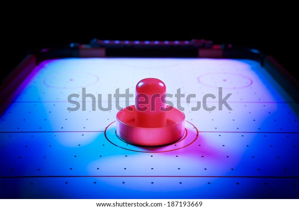 Air Hockey Table Dramatic Lighting On Stock Photo Edit Now 187193669