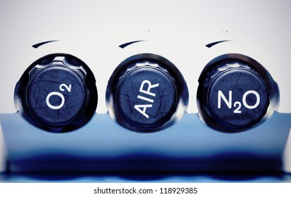 Air, Oxygen, Nitrous Oxide - Medical Gases. Concept.