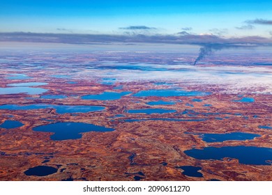 Air Photo Of Tundra In Autumn, Yamal, Western Siberia.