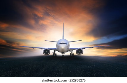 air plane preparing to take off on airport runways use for air transport and airliner business traveling - Powered by Shutterstock