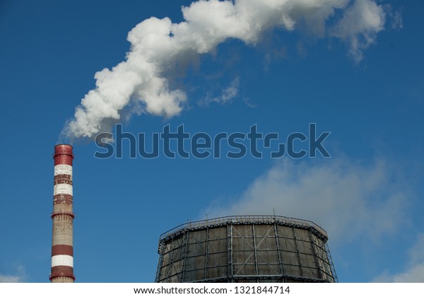 Air\
pollution. Harmful emissions. Bad ecology. Smoke from factory\
pipe\
Dirty smoke on the sky, ecology\
problems\

