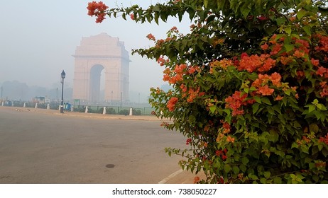 Air Pollution At India Gate,new Delhi India