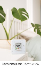 Air Quality Sensor CO₂ Sensor Monitor Indoor. Healthy Work Environment. Work From Home. Control Proper Ventilation In Your Levels Airflow In The Room. Carbon Dioxide Levels And Airflow. Smart Home