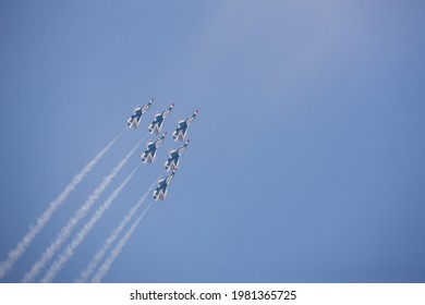 The air show by Thunderbird Squad of the US Air Force in Thailand received the attention of many audiences. When the squadron soared into the blue sky, it called loud applause from the audience. - Powered by Shutterstock