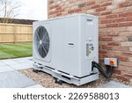 Air Source heat pump fitted outside a new home development