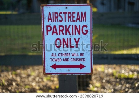 Air stream Parking Only Sign.                             