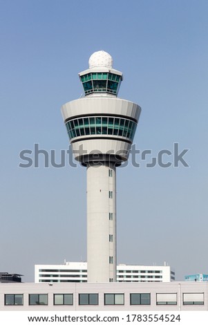 Air traffic control tower at Amsterdam Airport Schiphol, Netherlands 