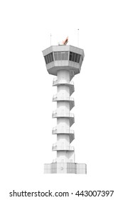 Air Traffic Control Tower Isolated On White Background With Clipping Path