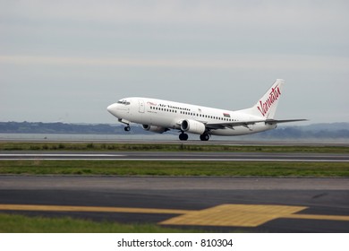 Air Vanuatu Boeing 737 Taking Off From Auckland International Airport