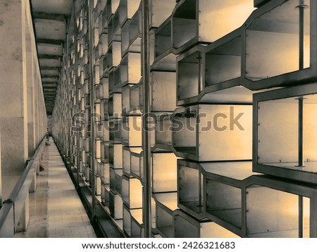 the air ventilation walls use steel, photo taken during the day at the Istiqlal Mosque, Jakarta, Indonesia