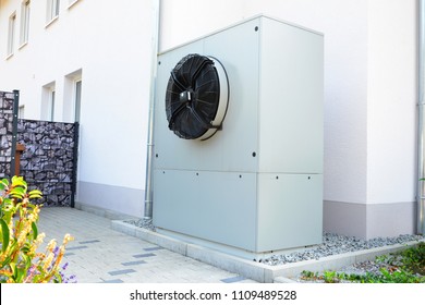 Air-Air Heat Pump For Heating And Hot Water In Front Of A Low-Energy House