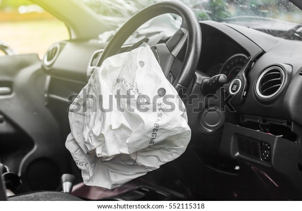 Airbag
exploded at a car accident,Car Crash and air
bag