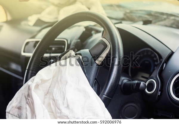 Airbag exploded at a car accident,Car Crash\
air bag and illumination