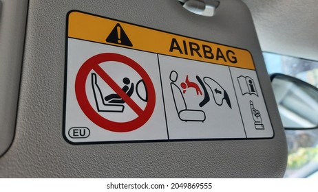 Airbag Warning In A Car Sunvisor 