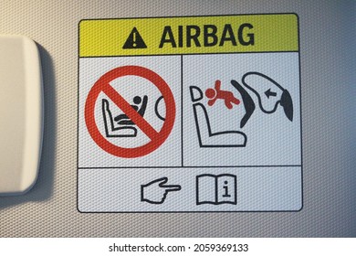 Airbag Warning Label In A New Vehicle