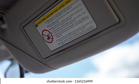 Airbag Warning Message On Car Sun Visor