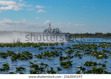 Airboat launching for the tour at Everglades wetlands