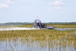 An Airboat On The Wetland At Lake Tohopekaliga Near Orlando, Florida