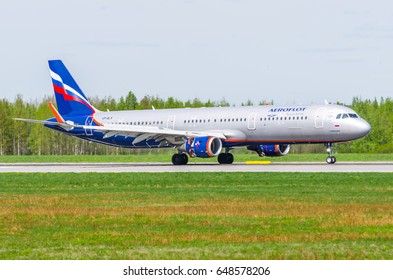 Airbus A321 Aeroflot, Airport Pulkovo, Russia Saint-Petersburg May 2017