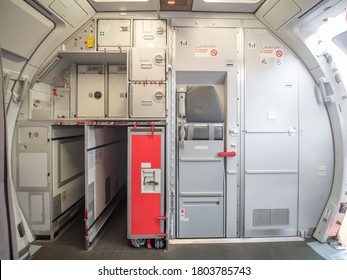 Aircraft Aft Galley With Full Of Storage Unit. The Picture Show How It Look Like. 