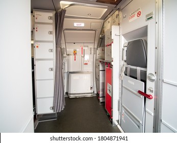 Aircraft Aft Galley With Full Of Storage Unit. The Picture Show How It Look Like. 