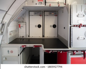 Aircraft Aft Galley With Full Of Storage Unit. The Picture Show How It Look Like. 