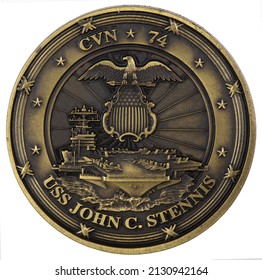 The Aircraft Carrier USS John C. Stennis, Is The Seventh Nimitz-class Nuclear-powered Supercarrier In The United States Navy, 1995. USS John C. Stennis CVN-74 Challenge Coin.