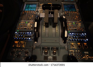 Aircraft Cockpit Instrument, During The Night. Pedestal.