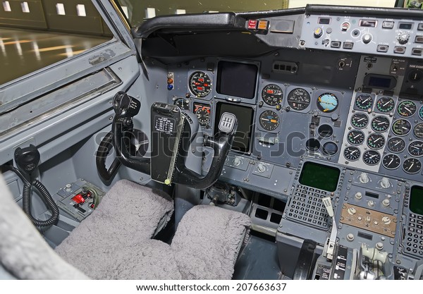 Aircraft Dashboard View Inside Pilots Cabin Transportation