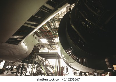 Aircraft Engine In Hanger