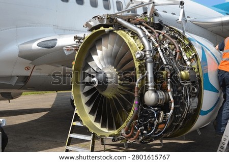 aircraft engine open showing pipework
