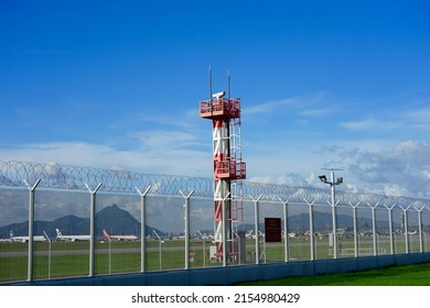 Aircraft Maintenance Area, Chek Lap Kok, Hong Kong - 13 Jun 2020: Capture The View Of A Small Control Tower At The Airport