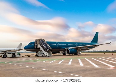 Aircraft In Noi Bai Airport, Hanoi, Vietnam In A Summer Day