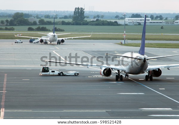 aircraft on\
the runway of the international\
airport