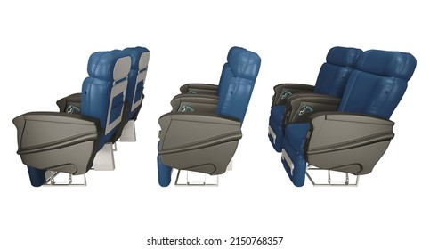 Aircraft passenger chairs with pillows. 3D rendering, First Class Airplane Chair.