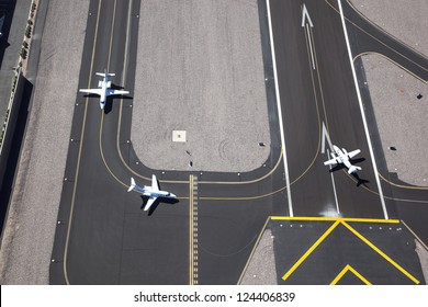 Aircraft ready for take off as viewed from above