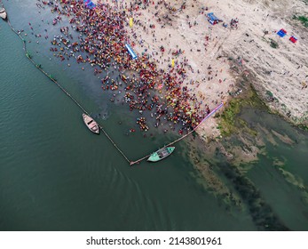 Airial View On Bank Of Ganga During Chath Pooja