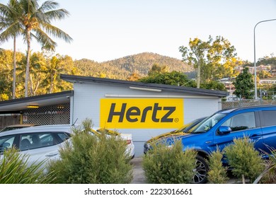 AIRLIE BEACH, AUSTRALIA - AUGUST 21, 2018: Hertz Rental Car Station Along The City Coast