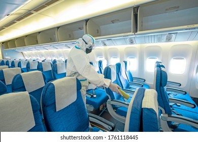 Airline Plane Deep Cleaning  For Coronavirus (Covid-19) Prevention.