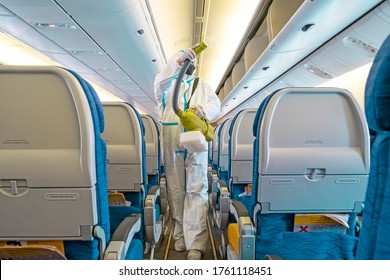 Airline Plane Deep Cleaning  For Coronavirus (Covid-19) Prevention.