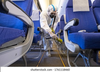 Airline Plane Deep Cleaning  For Coronavirus (Covid-19) Prevention.