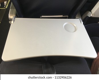 Airline Seat Tray Open And Ready For Food While Waiting For Stewardess To Serve Beverage Food Drinks . Airplane Table Tray