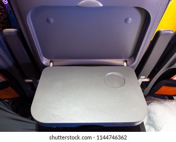 Airline Seat Tray Open And Ready For Food While Waiting For Stewardess To Serve Beverage Food Drinks . Airplane Table Tray