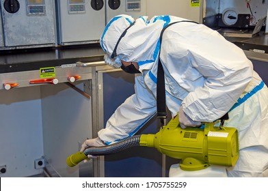 Airlines Galley Cleaning For Coronavirus Covid-19. Airplane Cabin Deep Cleaning.